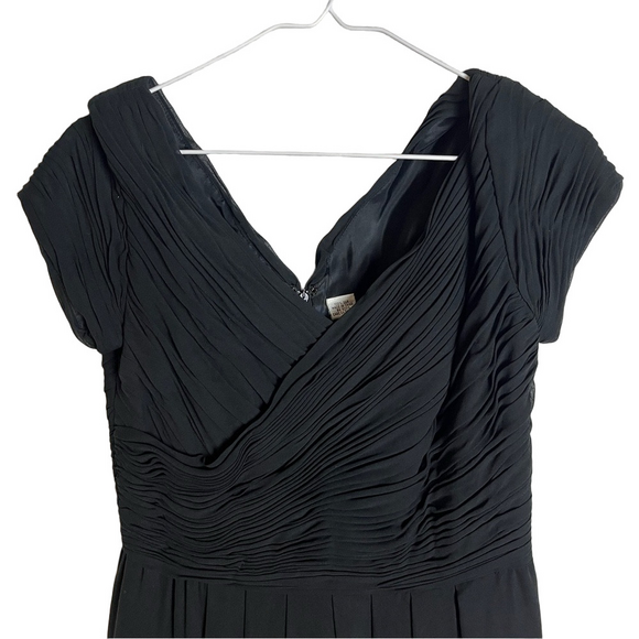 Oleg Cassini Black Tie Silk Asymmetrical Gown Size 6 Vintage Formal Maxi Dress - Picture 2 of 10